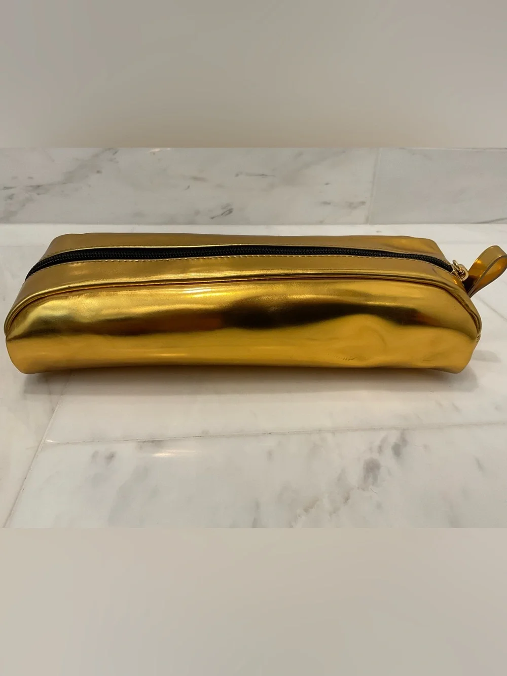 NEW - TUMI Zippered Ballistic Nylon Pencil Case - Cord Pouch - METALLIC GOLD
